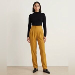 Kittenish Ultra High Rise Paperbag Tapered Pants Mustard | NWT Academic Trousers